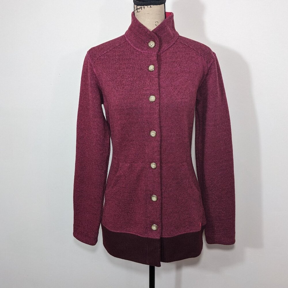 Mountain Hardwear Sarafin Wool Blend Button Cardigan in Magenta Size M